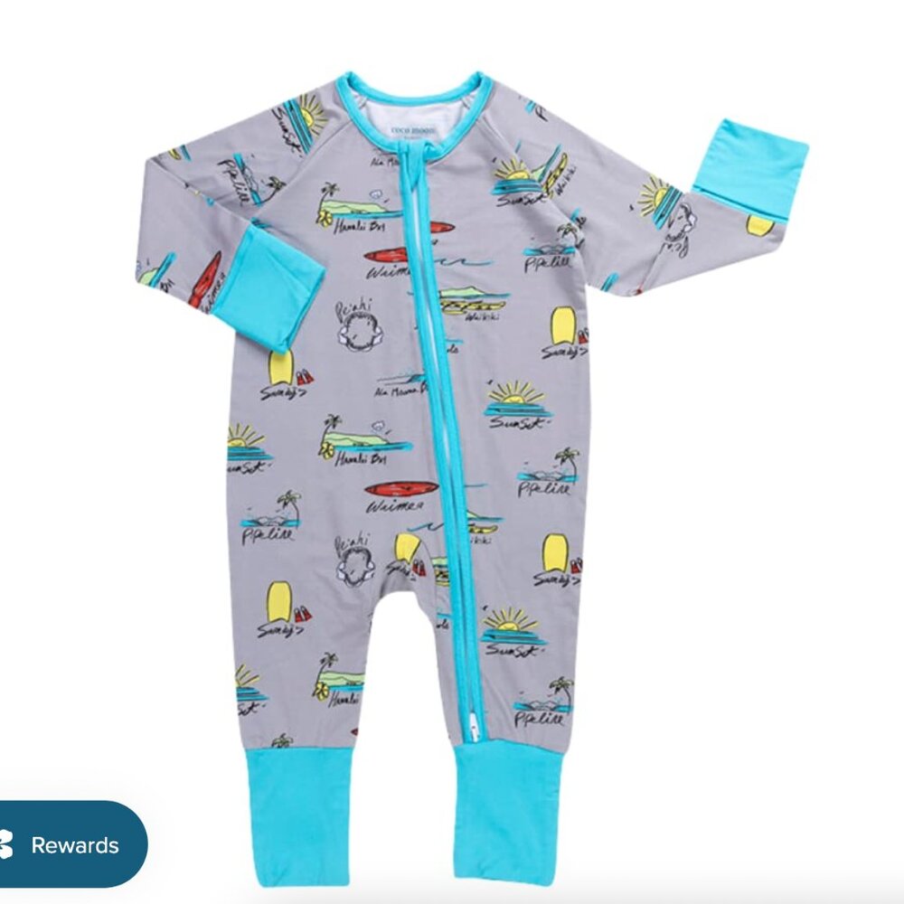 Coco Moon - Surf Report Bamboo Coverall - 0-3 Month, NWT